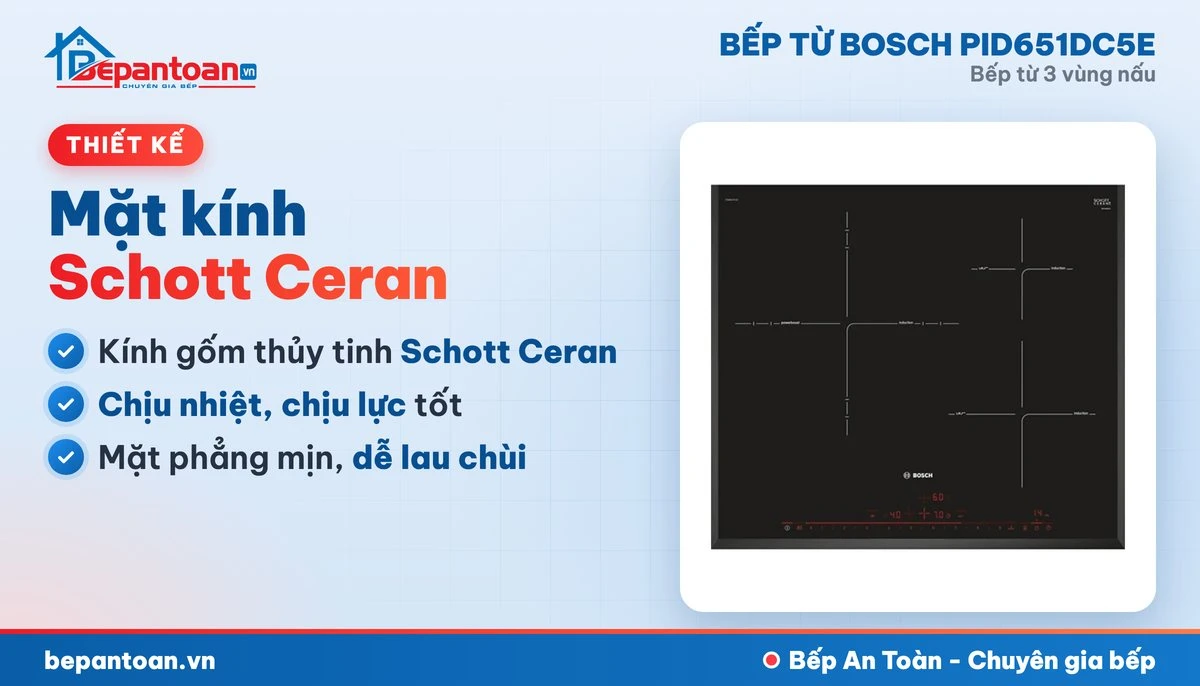 Bếp từ Bosch PID651DC5E - mặt kính, thiết kế