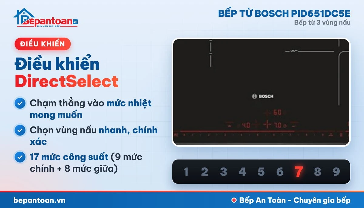 Bếp từ Bosch PID651DC5E - điều khiển