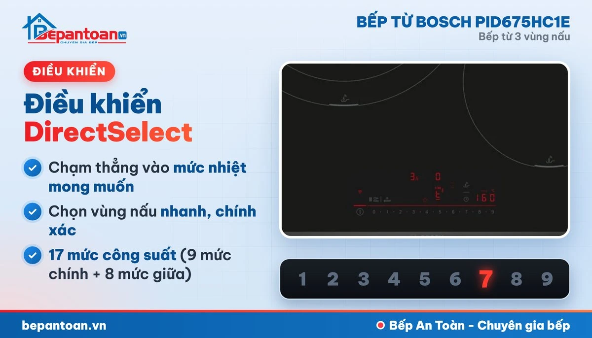 Bếp từ Bosch PID675HC1E - điều khiển