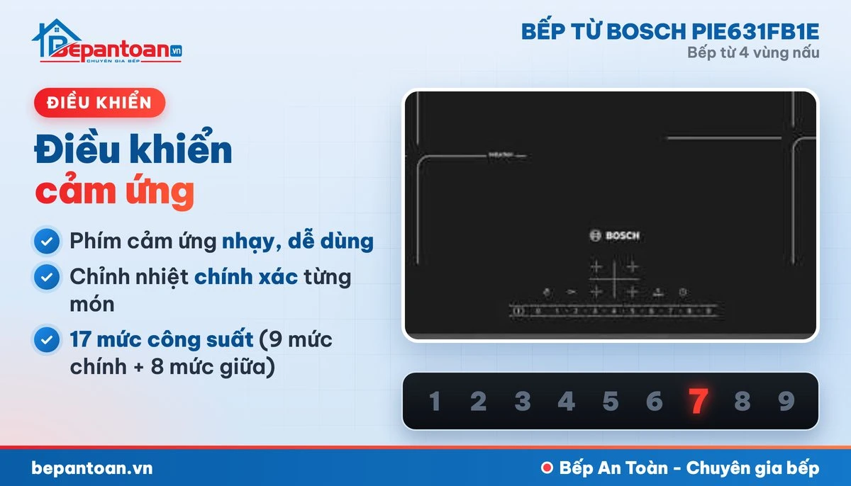 Bếp từ Bosch PIE631FB1E - điều khiển