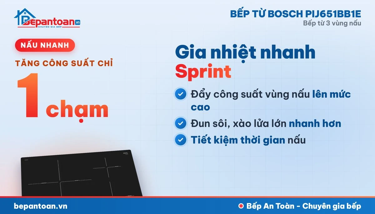 Bếp từ Bosch PIJ651BB1E - nấu nhanh