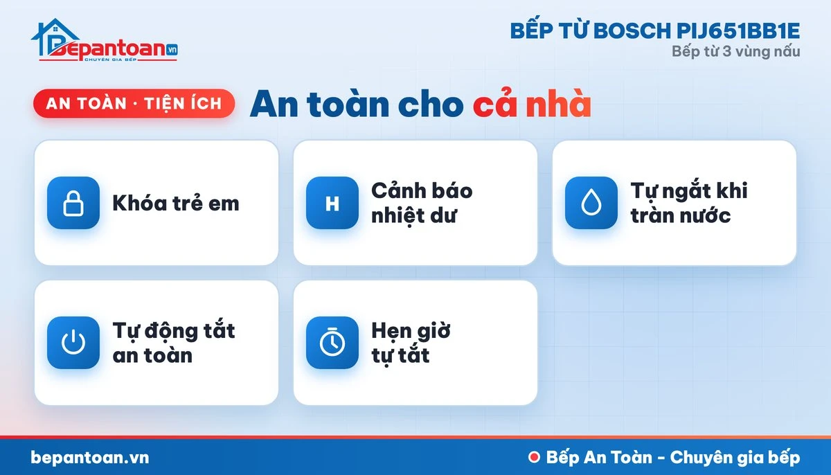 Bếp từ Bosch PIJ651BB1E - an toàn