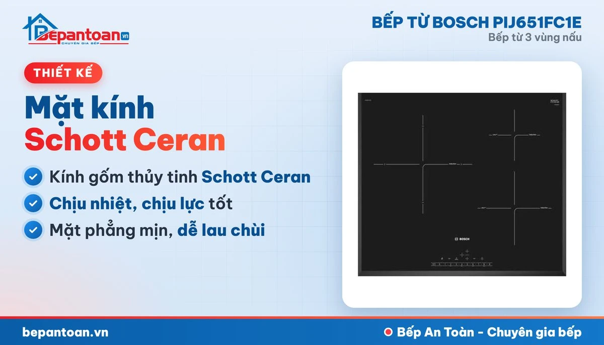Bếp từ Bosch PIJ651FC1E - mặt kính, thiết kế