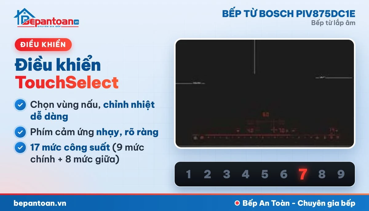 Bếp từ Bosch PIV875DC1E - điều khiển