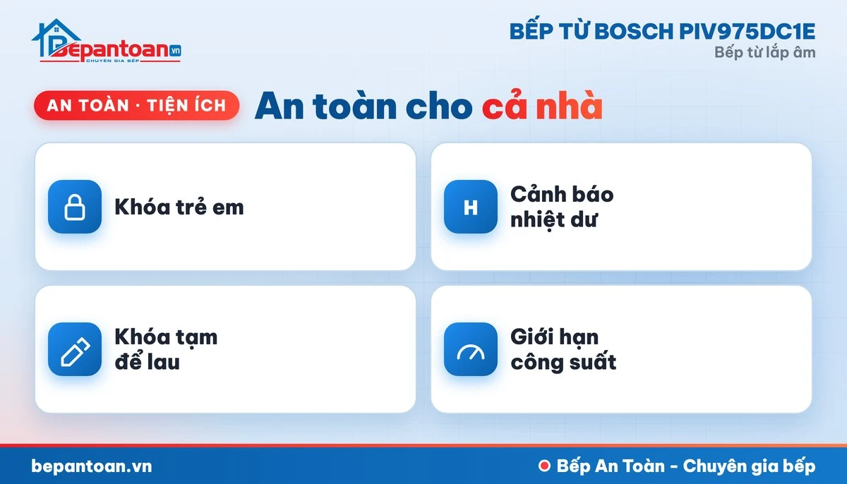 Bếp từ Bosch PIV975DC1E - an toàn