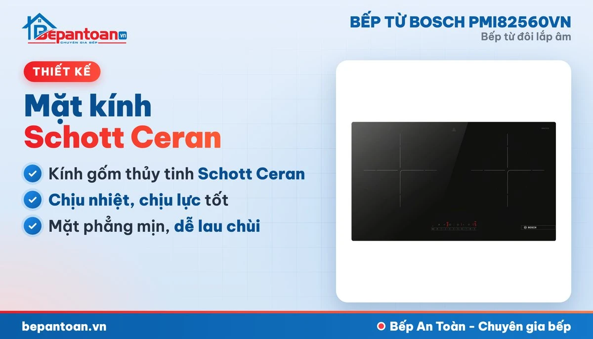 Bếp từ Bosch PMI82560VN - mặt kính, thiết kế