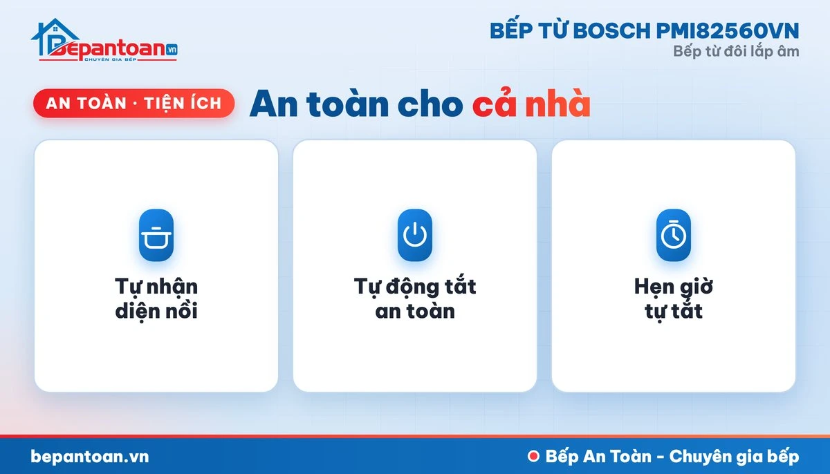 Bếp từ Bosch PMI82560VN - an toàn