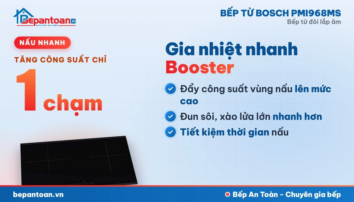 Bếp từ Bosch PMI968MS - nấu nhanh