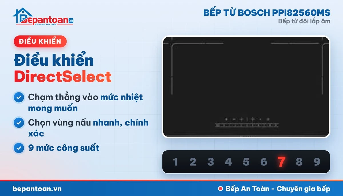Bếp từ Bosch PPI82560MS - điều khiển
