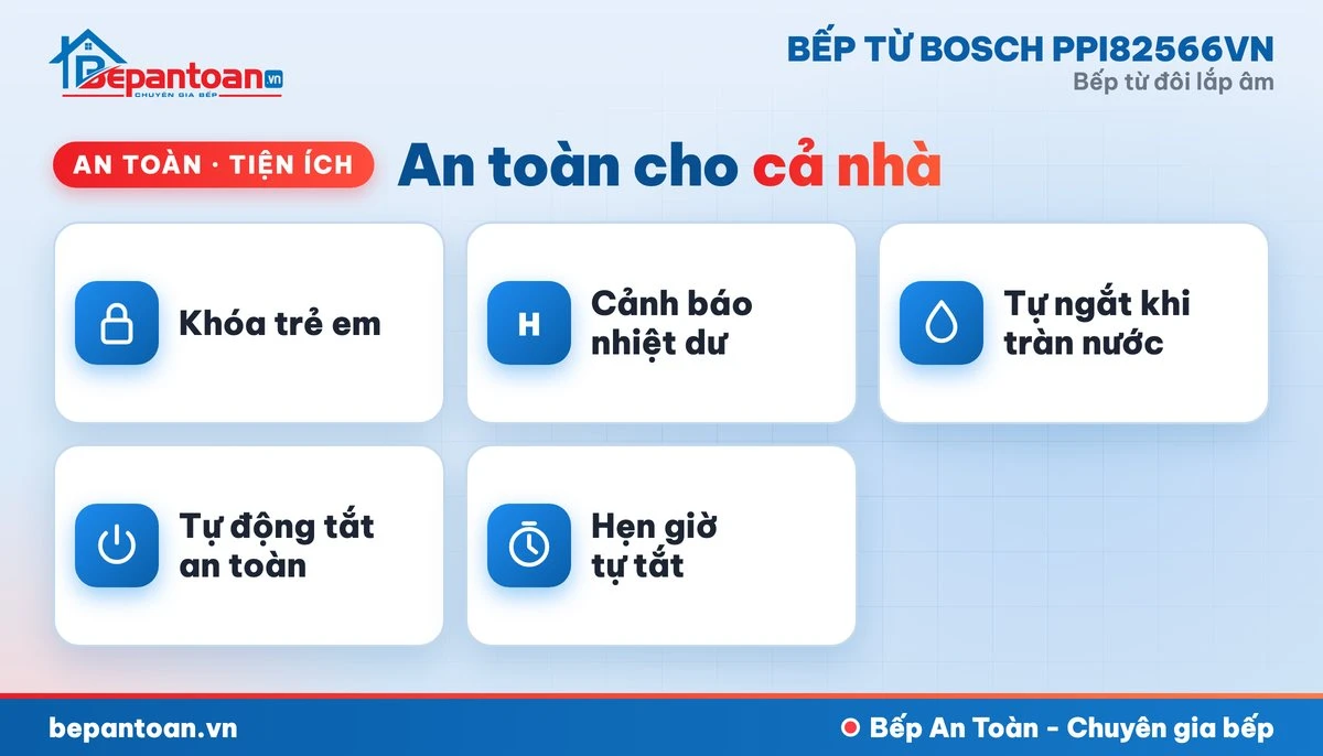 Bếp từ Bosch PPI82566VN - an toàn