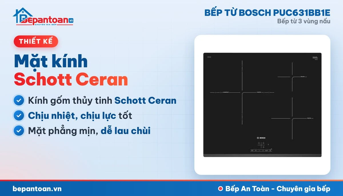 Bếp từ Bosch PUC631BB1E - mặt kính, thiết kế