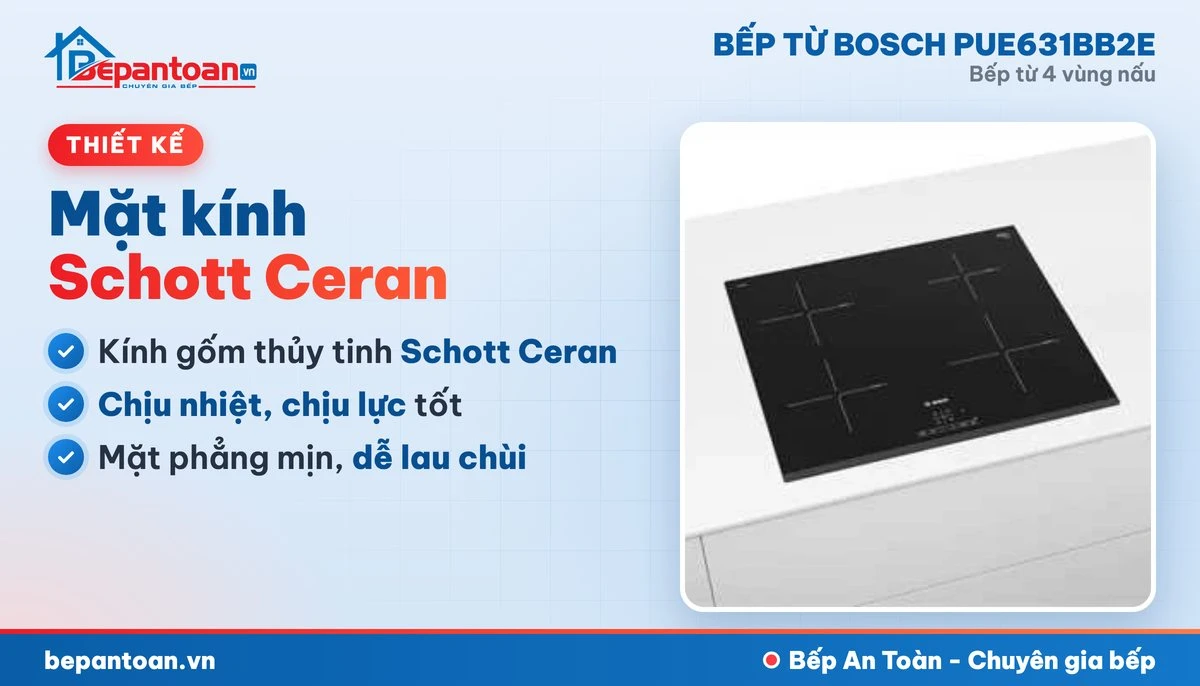 Bếp từ Bosch PUE631BB2E - mặt kính, thiết kế