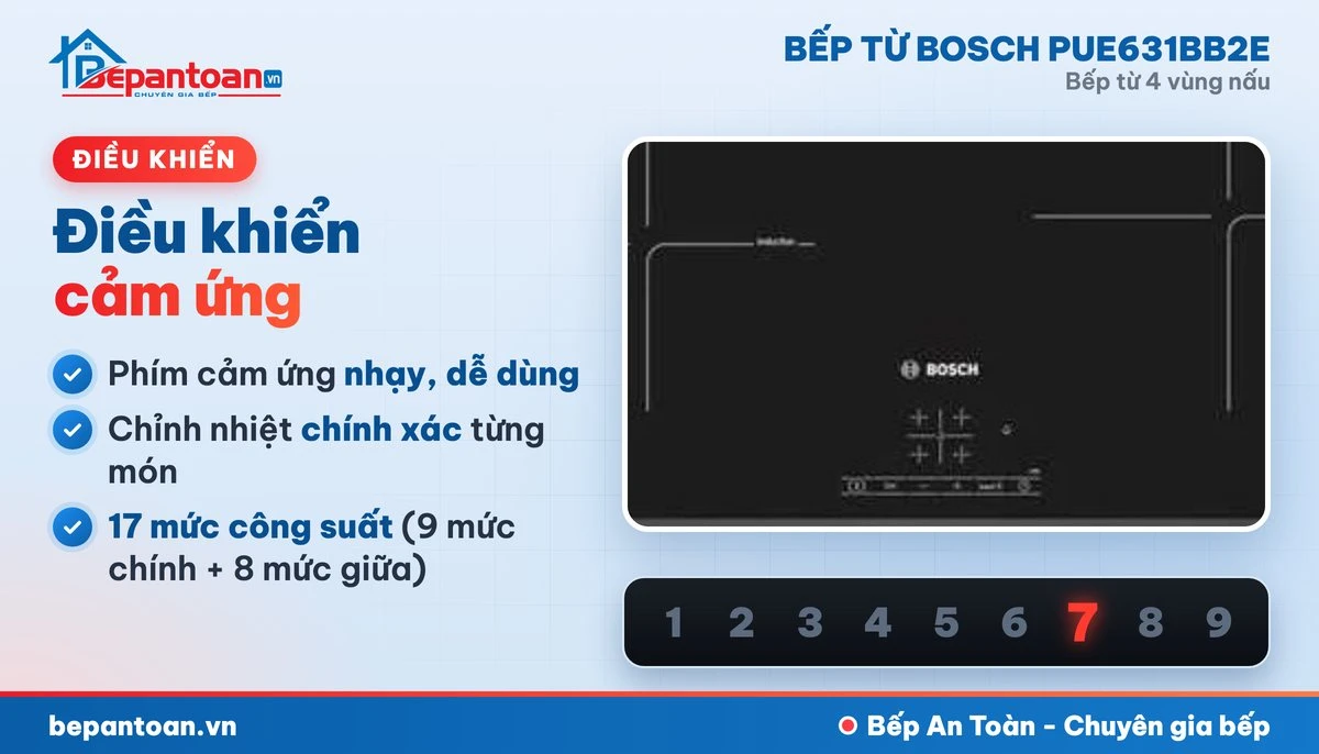 Bếp từ Bosch PUE631BB2E - điều khiển