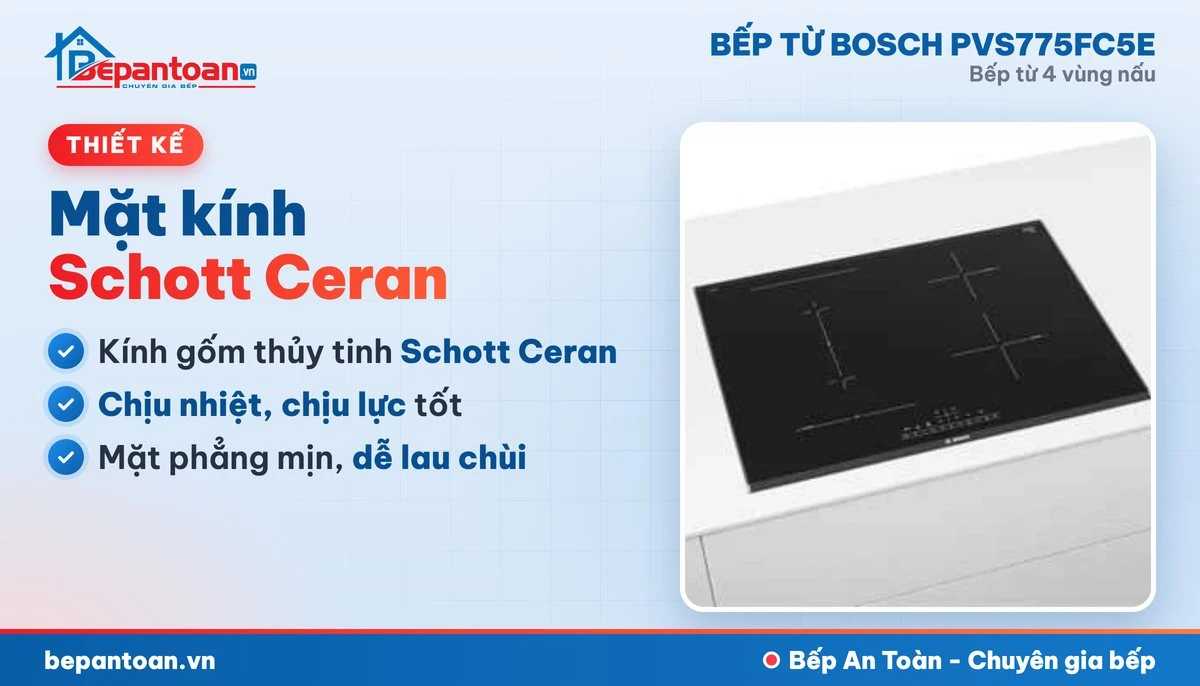 Bếp từ Bosch PVS775FC5E - mặt kính, thiết kế