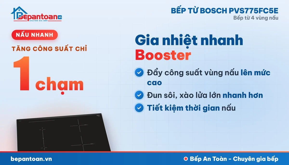 Bếp từ Bosch PVS775FC5E - nấu nhanh