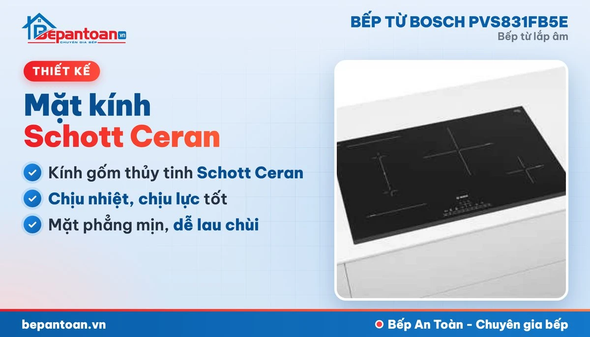 Bếp từ Bosch PVS831FB5E - mặt kính, thiết kế