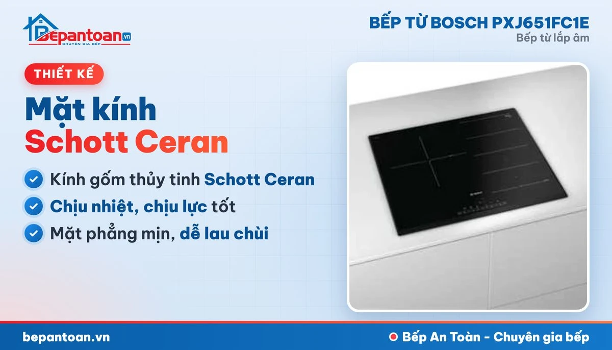Bếp từ Bosch PXJ651FC1E - mặt kính, thiết kế