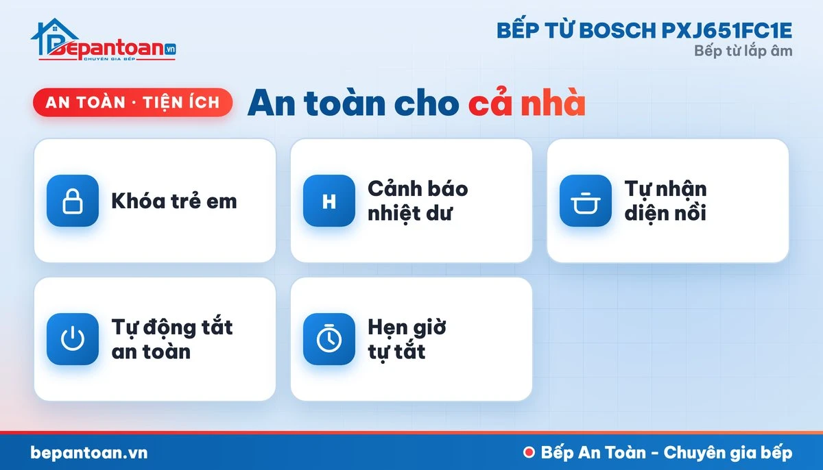 Bếp từ Bosch PXJ651FC1E - an toàn