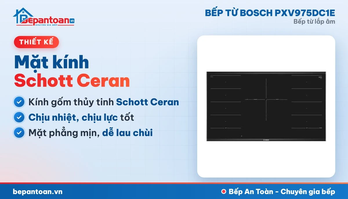 Bếp từ Bosch PXV975DC1E - mặt kính, thiết kế