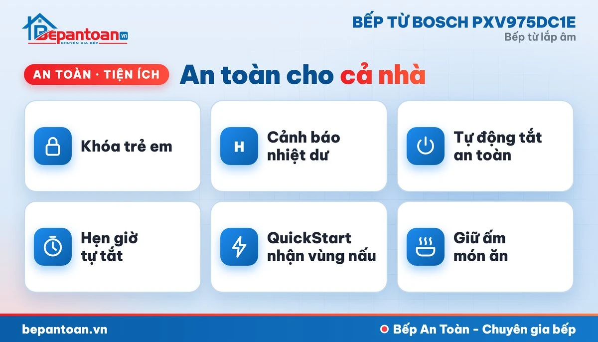 Bếp từ Bosch PXV975DC1E - an toàn