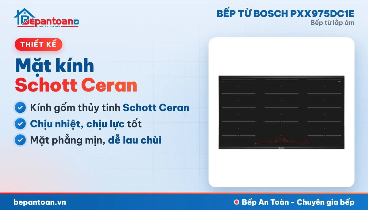 Bếp từ Bosch PXX975DC1E - mặt kính, thiết kế