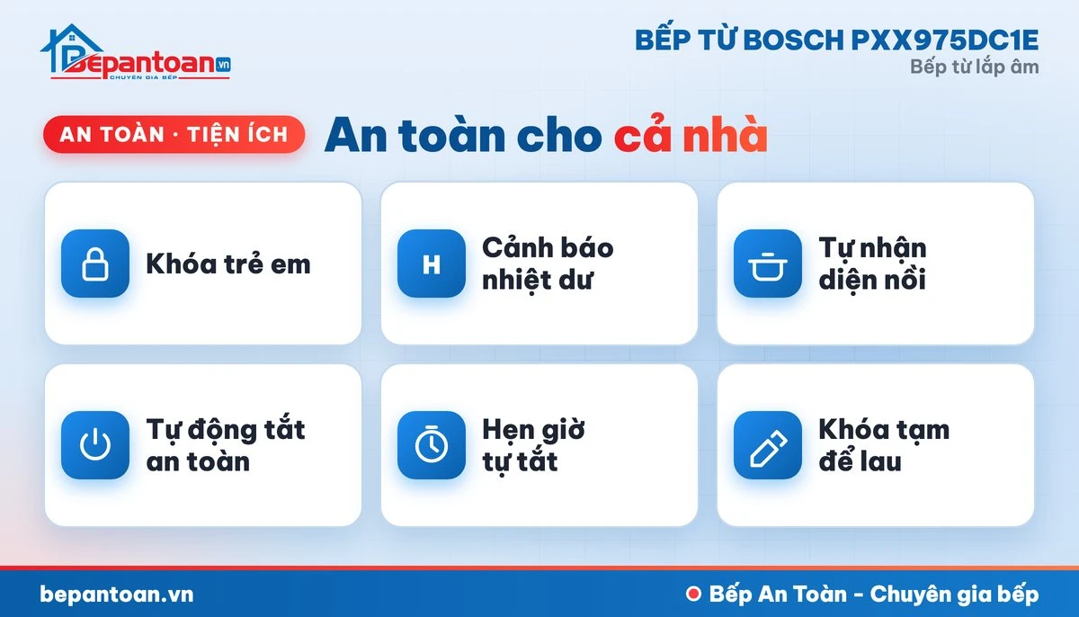 Bếp từ Bosch PXX975DC1E - an toàn