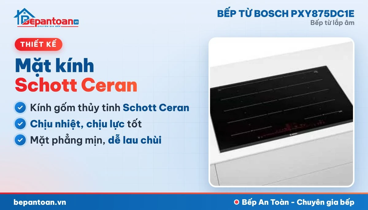 Bếp từ Bosch PXY875DC1E - mặt kính, thiết kế