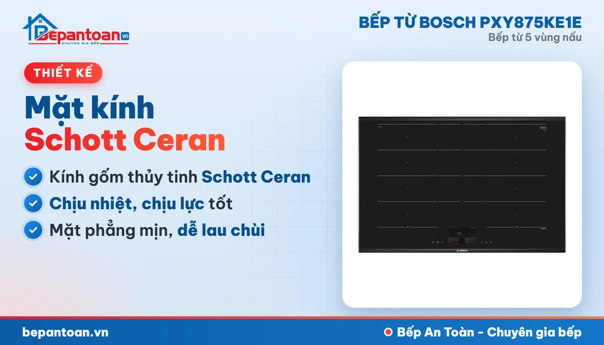 Bếp từ Bosch PXY875KE1E - mặt kính, thiết kế