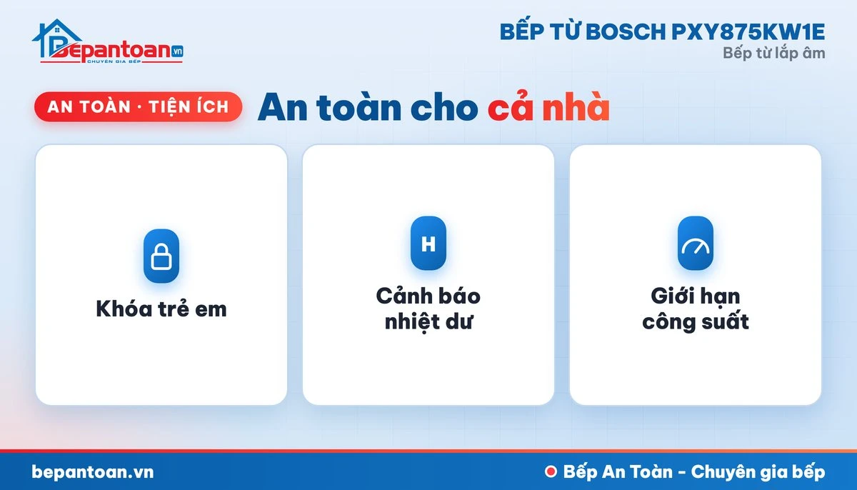 Bếp từ Bosch PXY875KW1E - an toàn