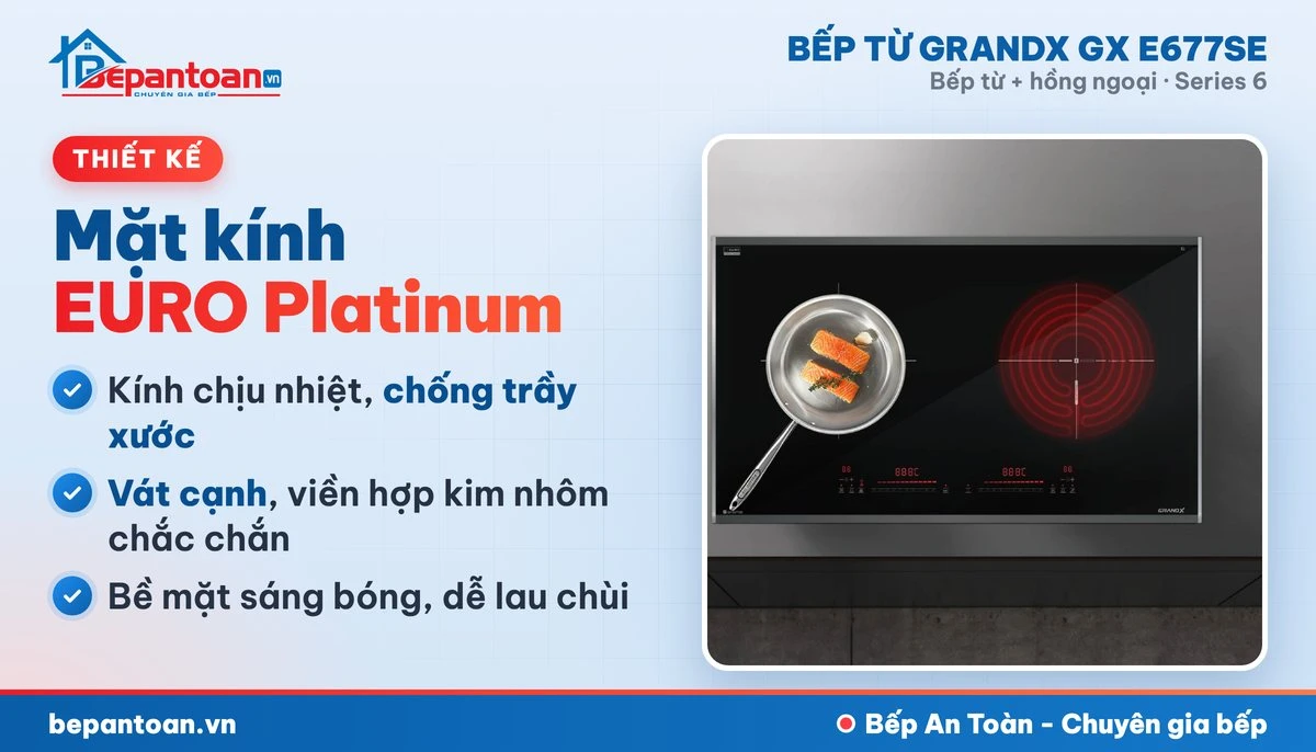 Bếp từ GrandX GX E677SE - thiết kế mặt kính