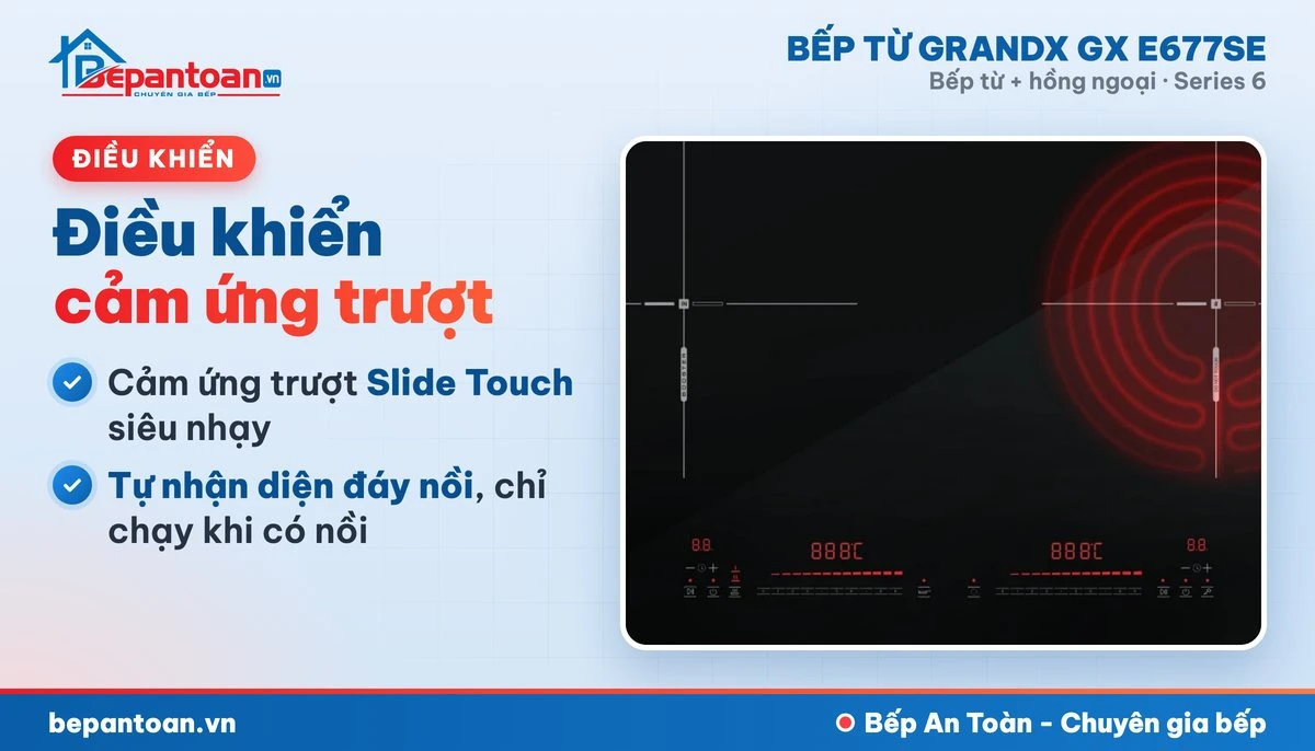 Bếp từ GrandX GX E677SE - bảng điều khiển cảm ứng