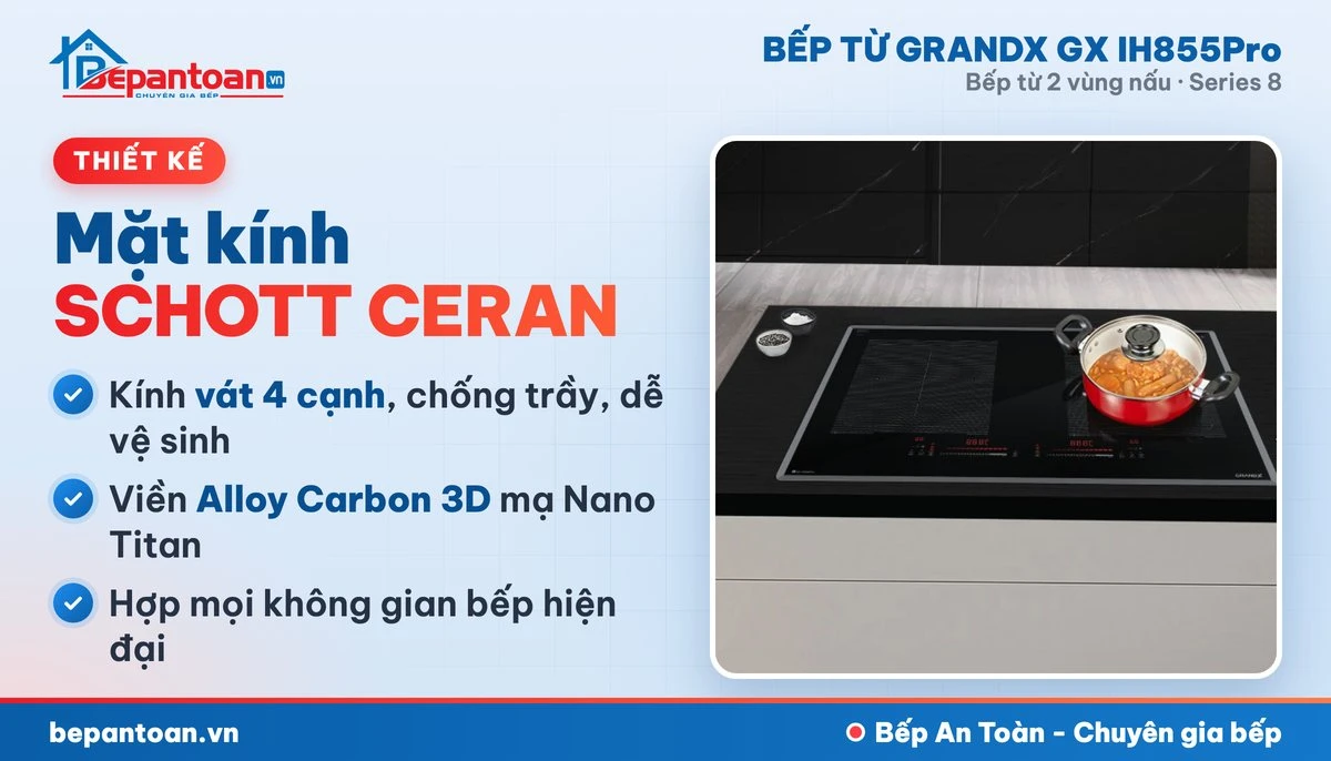 Bếp từ GrandX GX IH855Pro - thiết kế mặt kính