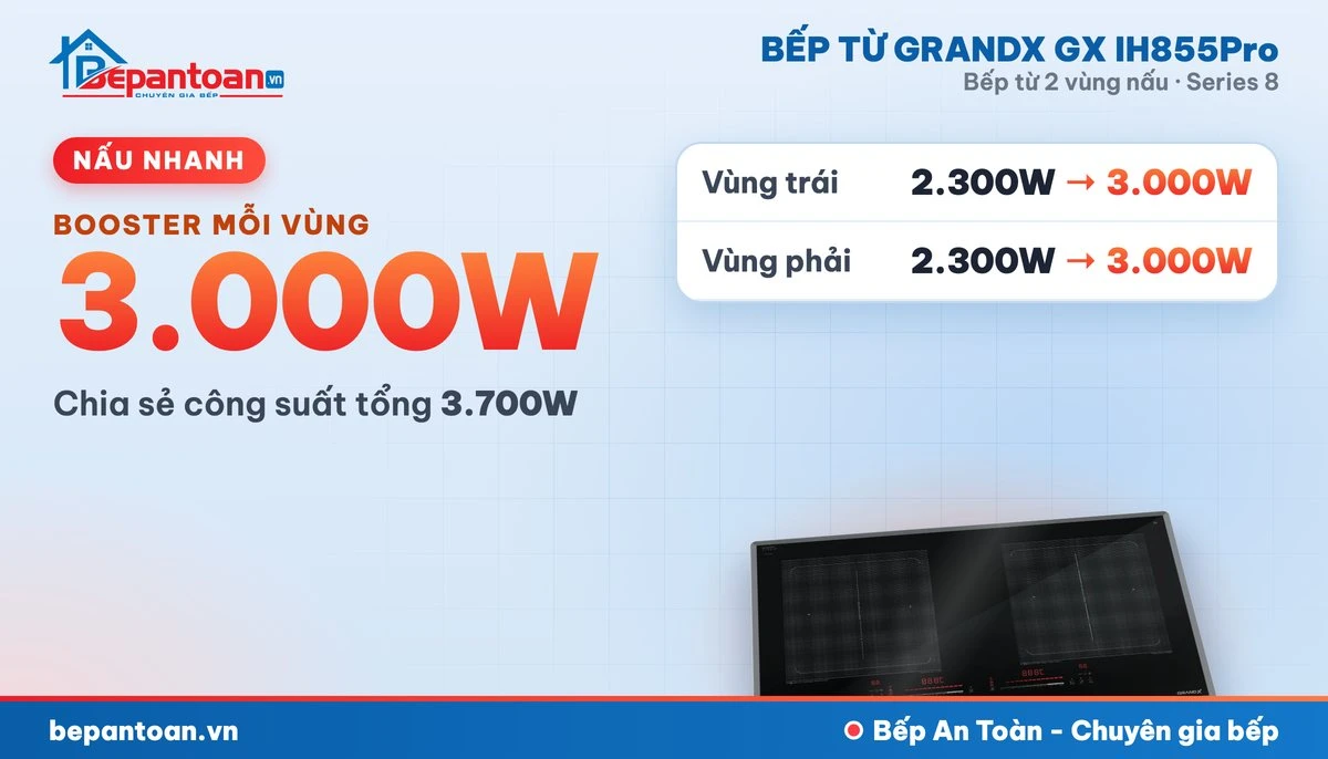 Bếp từ GrandX GX IH855Pro - công suất Booster