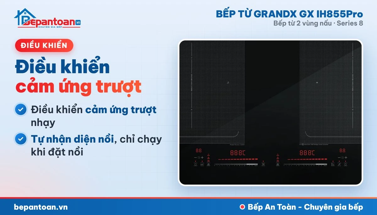 Bếp từ GrandX GX IH855Pro - bảng điều khiển cảm ứng