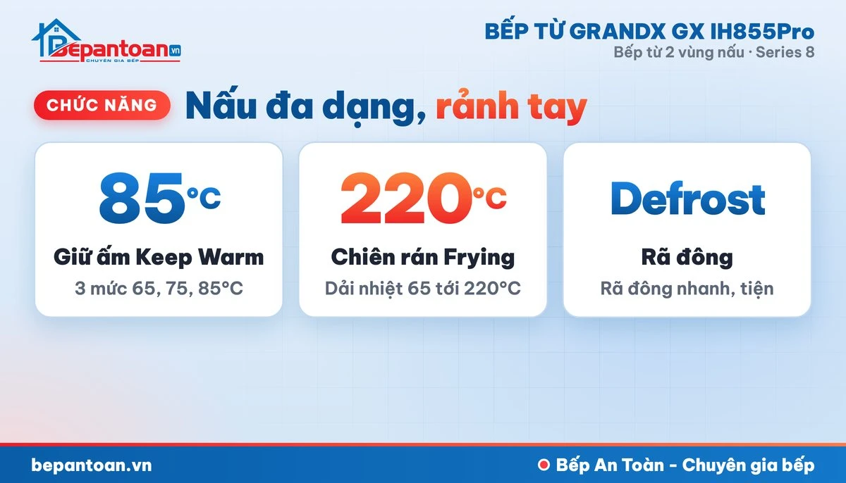 Bếp từ GrandX GX IH855Pro - chức năng nấu