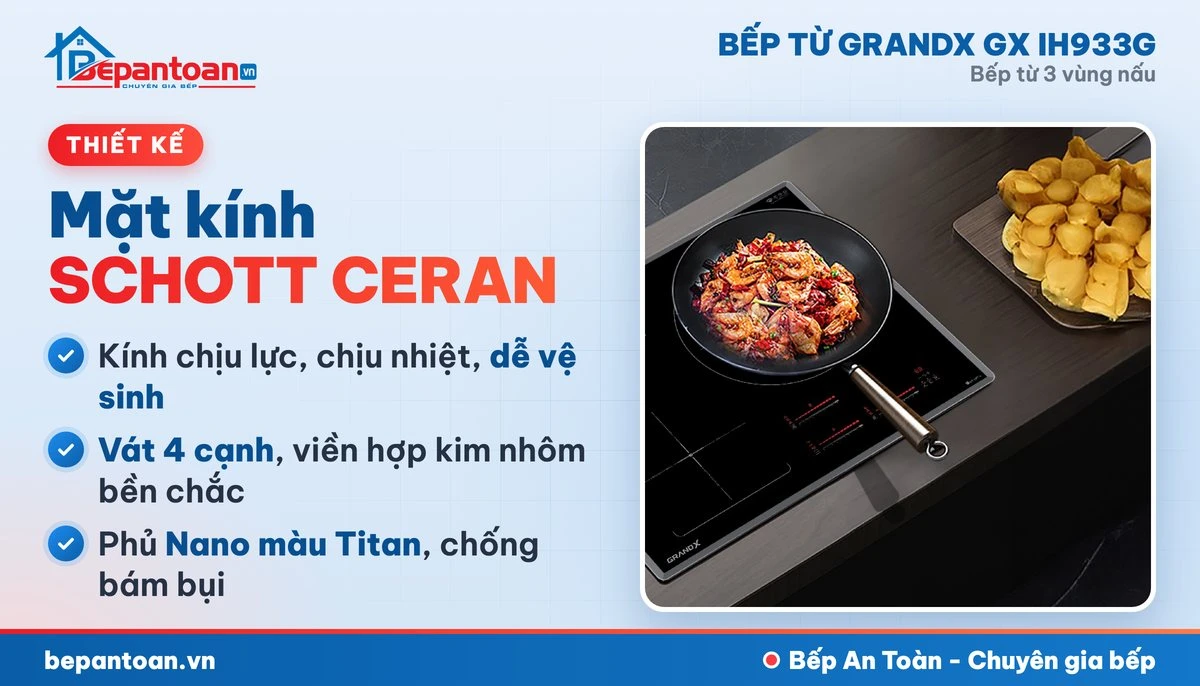 Bếp từ GrandX GX IH933G - thiết kế mặt kính