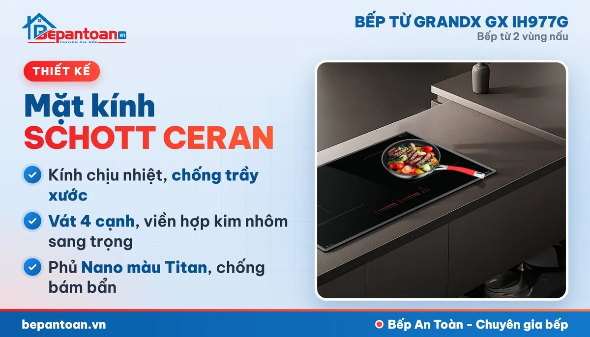 Bếp từ GrandX GX IH977G - thiết kế mặt kính