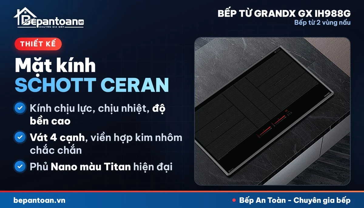 Bếp từ GrandX GX IH988G - thiết kế mặt kính