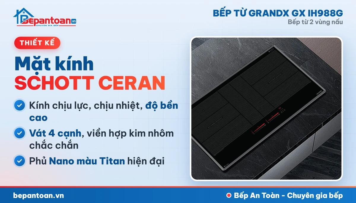 Bếp từ GrandX GX IH988G - thiết kế mặt kính