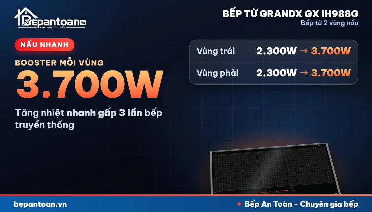 Bếp từ GrandX GX IH988G - công suất Booster