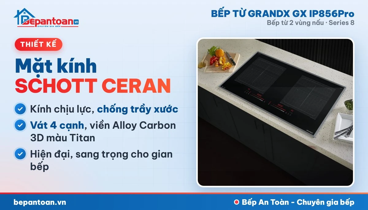 Bếp từ GrandX GX IP856Pro - thiết kế mặt kính