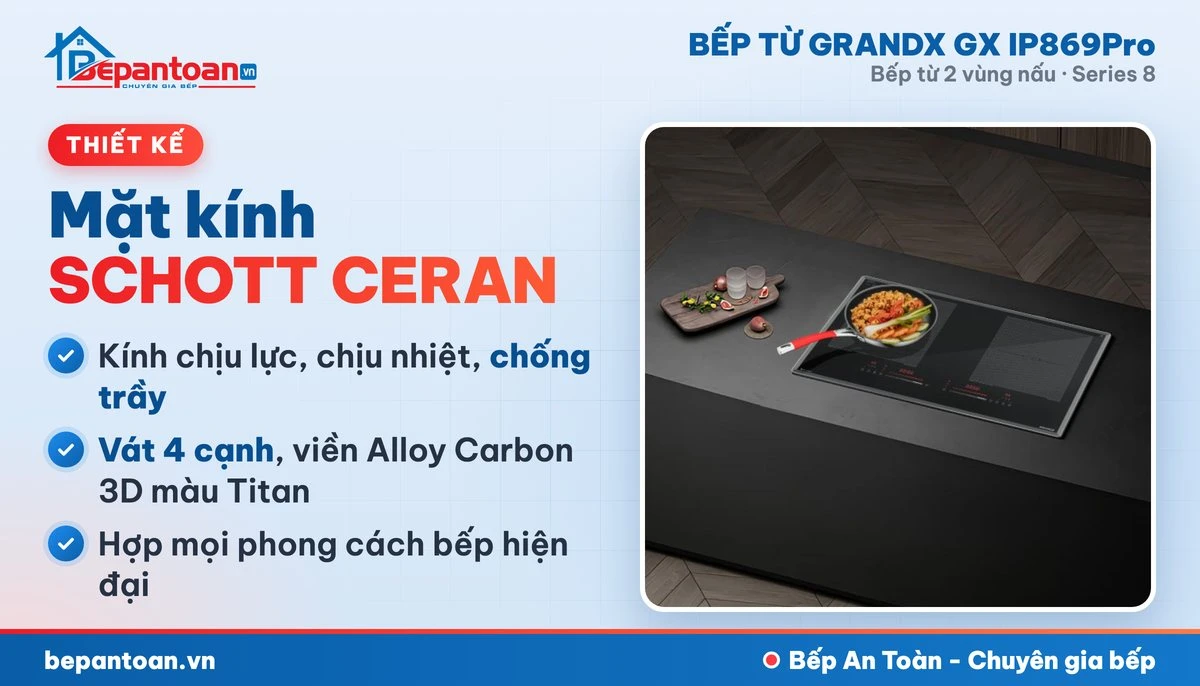 Bếp từ GrandX GX IP869Pro - thiết kế mặt kính