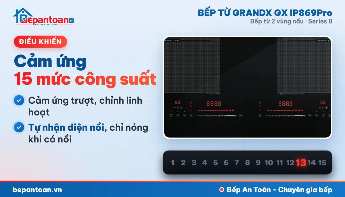Bếp từ GrandX GX IP869Pro - bảng điều khiển cảm ứng