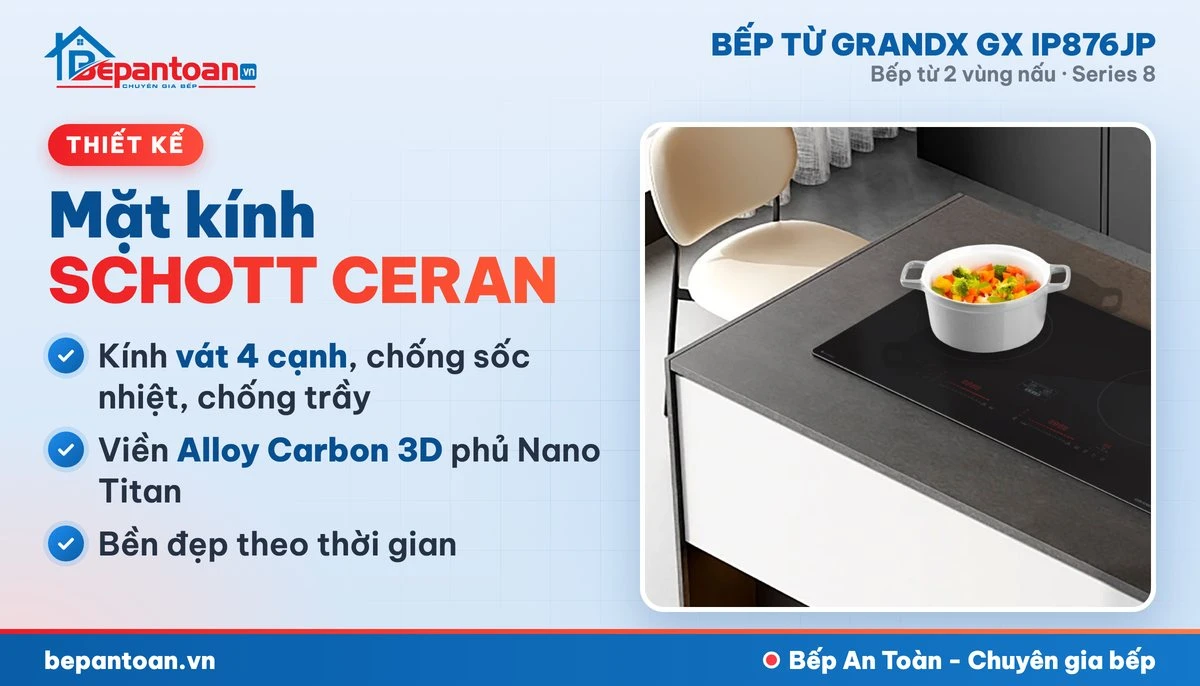 Bếp từ GrandX GX IP876JP - thiết kế mặt kính