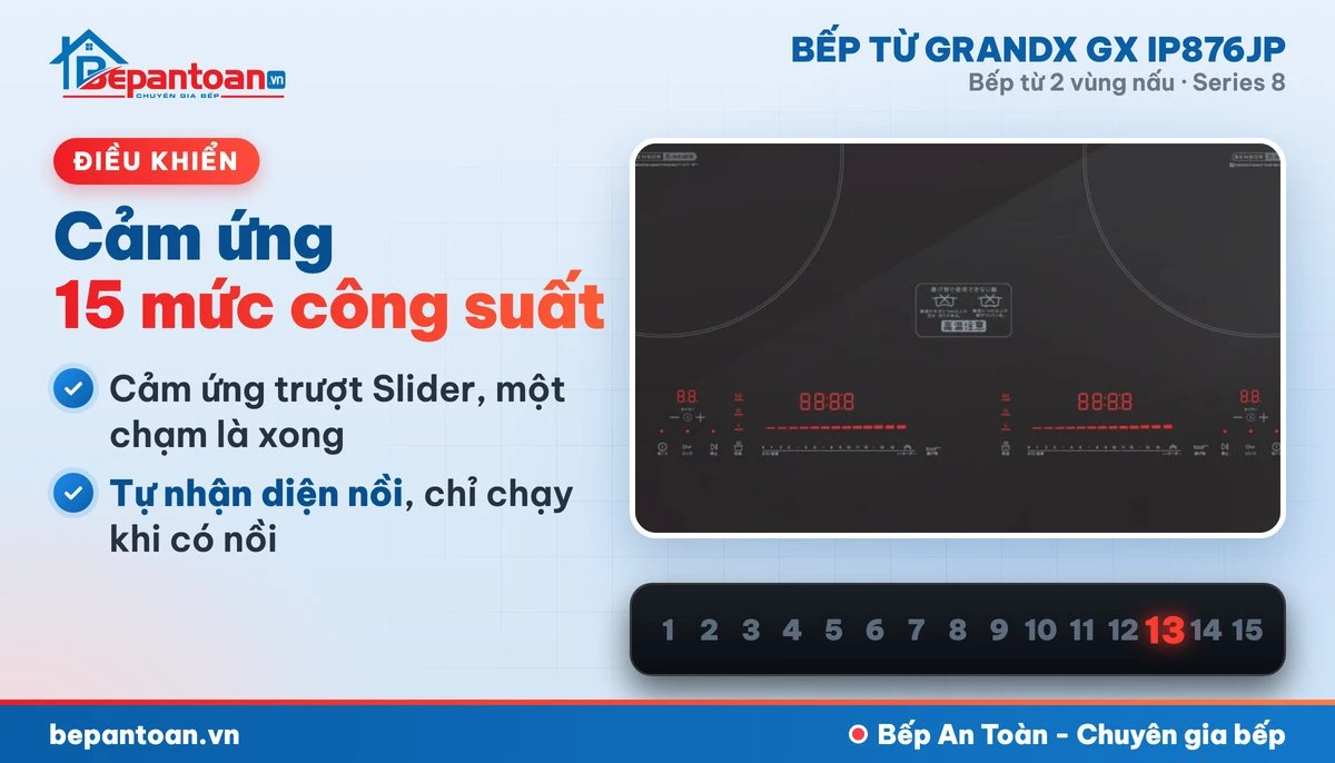 Bếp từ GrandX GX IP876JP - bảng điều khiển cảm ứng