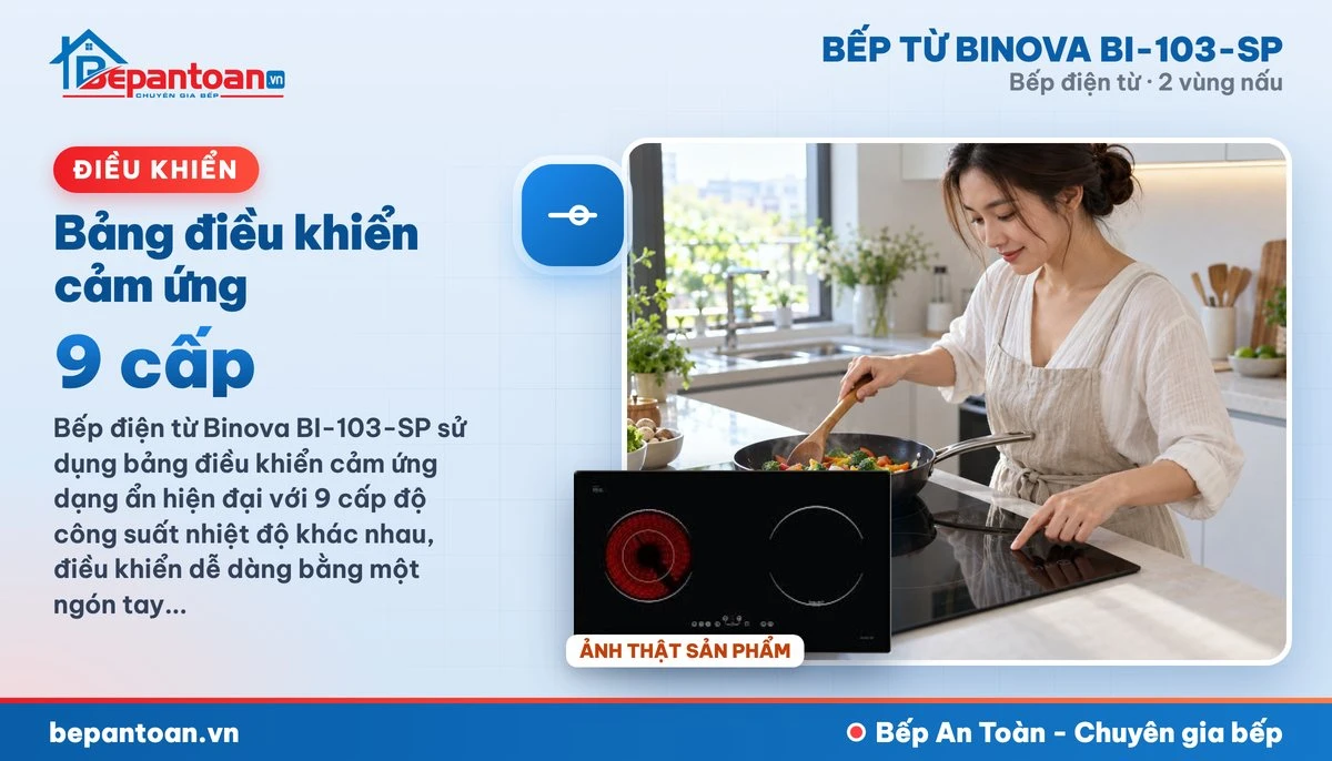 Bếp điện từ Binova BI-103-SP - Bảng điều khiển cảm ứng