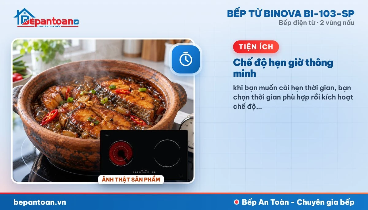 Bếp điện từ Binova BI-103-SP - Chế độ hẹn giờ thông minh