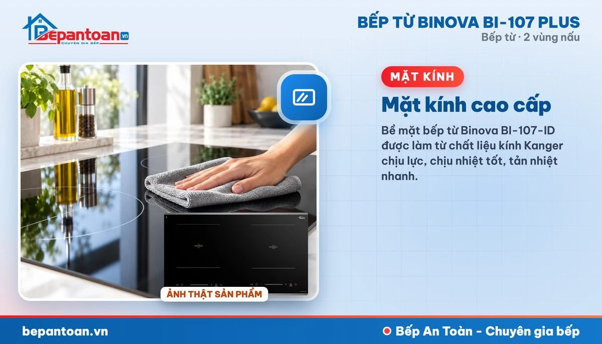 Bếp từ Binova BI-107 PLUS - Mặt kính cao cấp