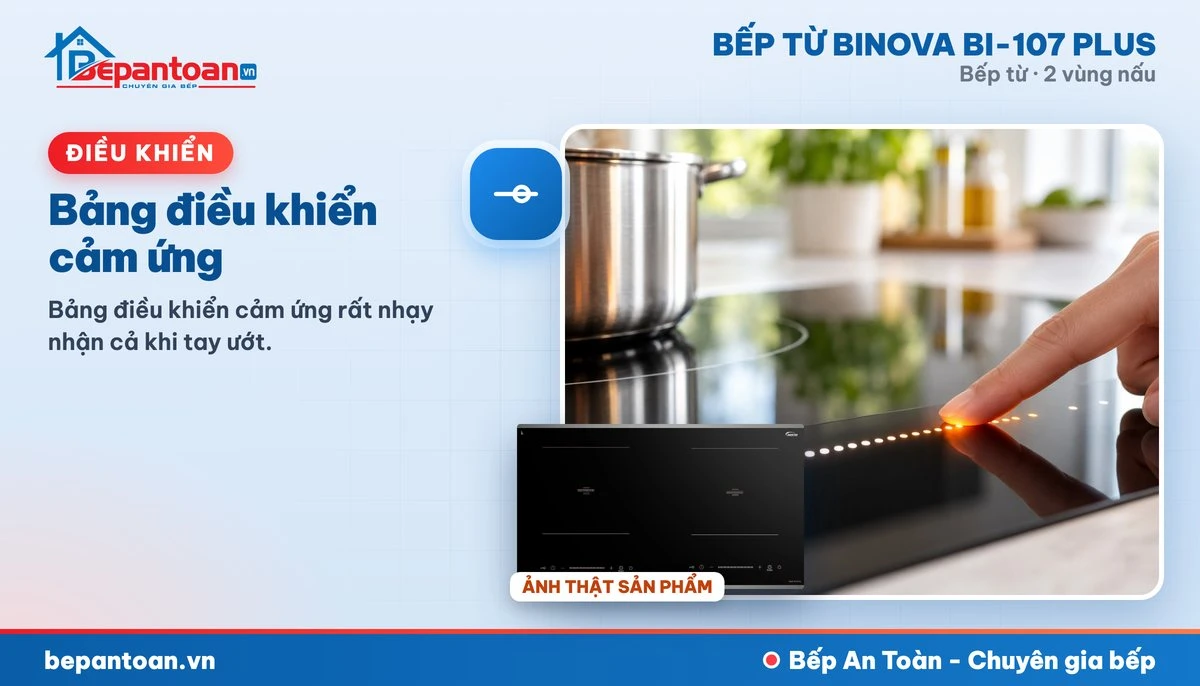 Bếp từ Binova BI-107 PLUS - Bảng điều khiển cảm ứng