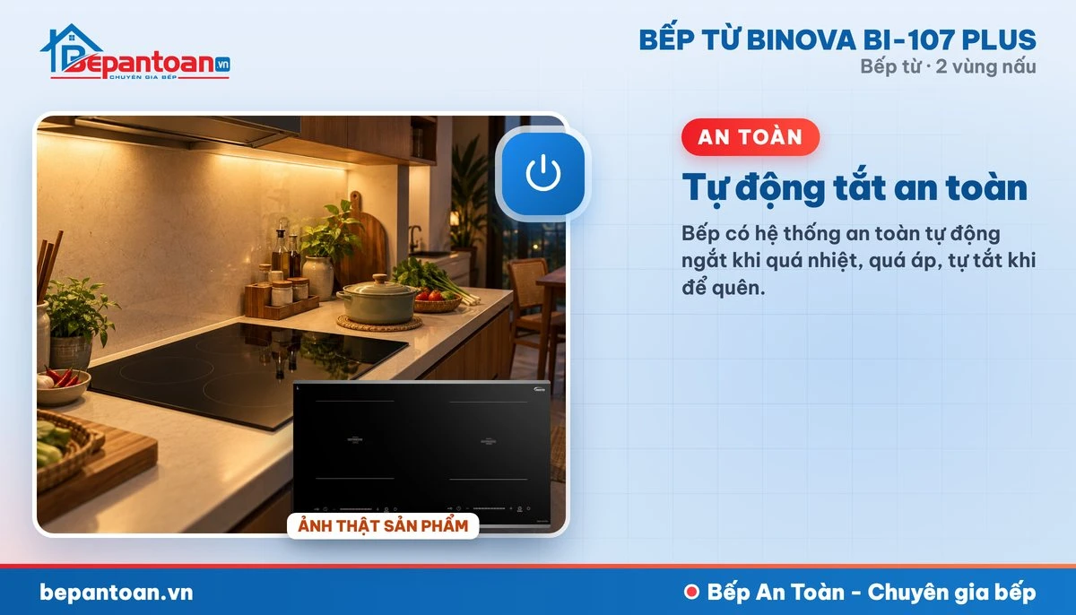 Bếp từ Binova BI-107 PLUS - Tự động tắt an toàn